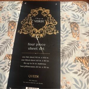 RDI Queen Sheet Set - White and Orange Tiger Print